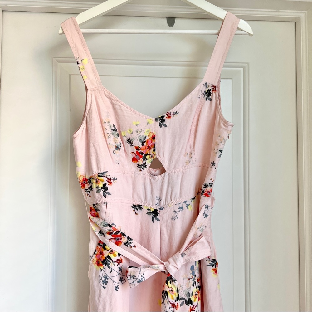 Anthropologie Akemi + Kin Pink Floral Wide Leg Jumpsuit